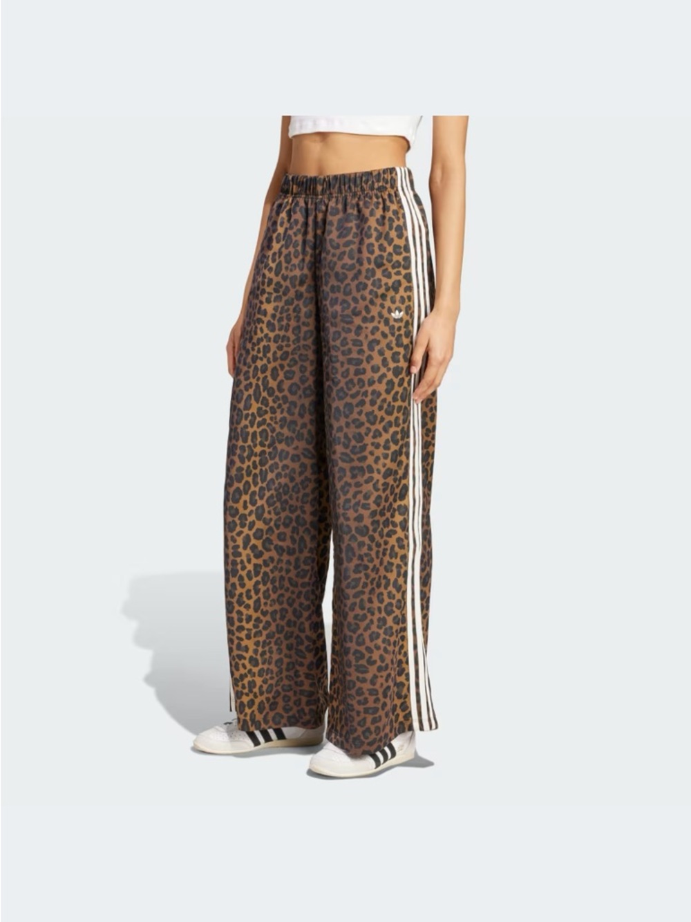 adidas Leopard Print Wide-Leg Track Pants - Brown/Black